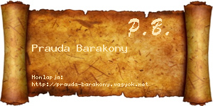 Prauda Barakony névjegykártya